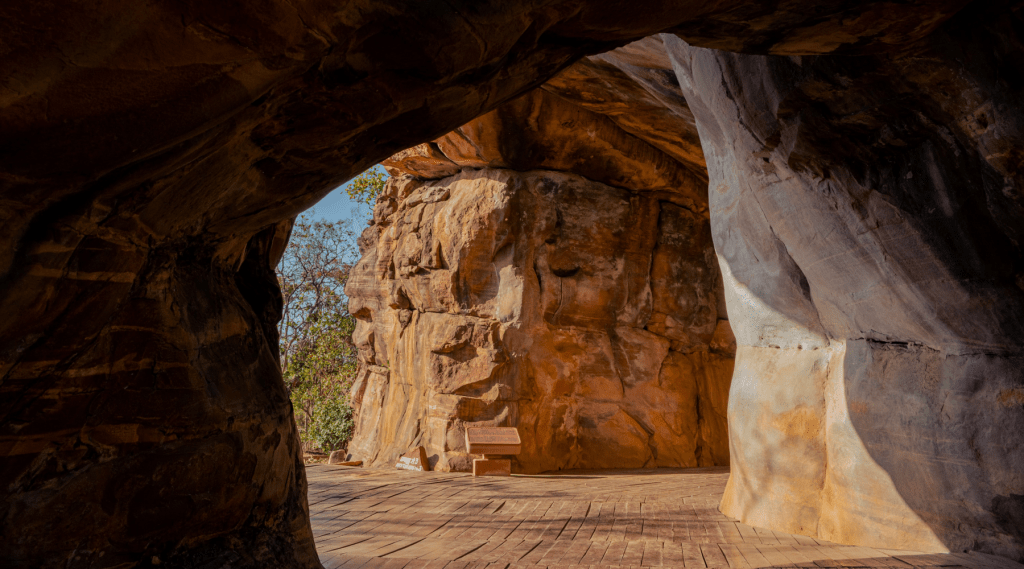 Bhimbetka's majestic rock shelter, a stunning architectural marvel.