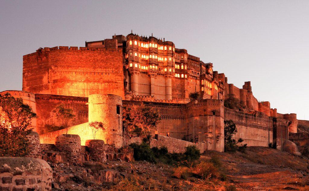 mehrangarh fort in jodhpur during evening